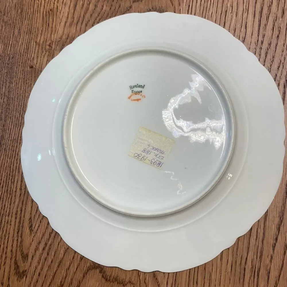 4 Antique Haviland Limoges Luncheon Plates with Pink Apple Blossoms - Picture 9 of 9